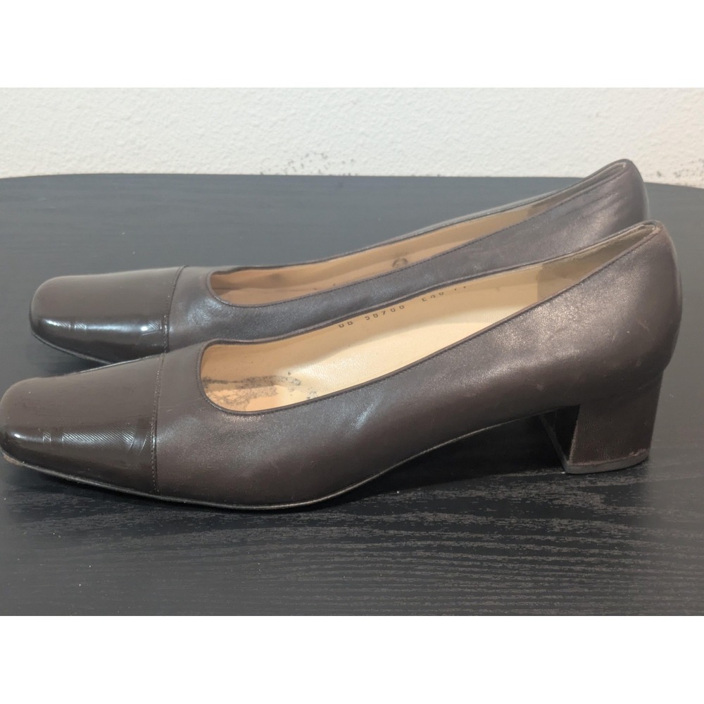 Vintage Salvatore Ferragamo Pumps Womens Size 11 Brown Leather Block DB58700